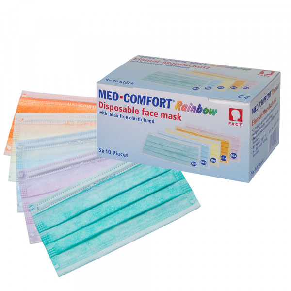 Med-Comfort® OP- / Dental Mundschutz MIX 3-lagig mit Gummizug
