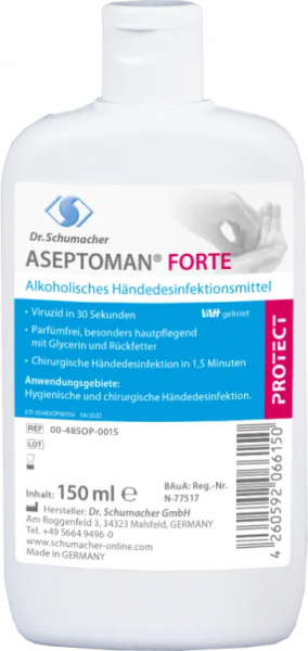 Dr. Schumacher Aseptoman® forte Händedesinfektion - Viruzid - 150 ml Kittelflasche