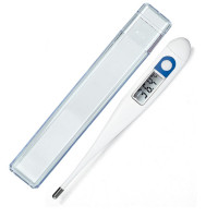 Preisgünstiges Digitalthermometer mit Signalton und Abschaltautomatik in der praktischen Schutzhülle zur Aufbewahrung. Preisgünstiges Digitalthermometer mit Signalton und Abschaltautomatik in der praktischen Schutzhülle zur Aufbewahrung.