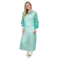 Vlies Schutzkittel mit Strickbündchen im Ärmel, grün, 10 Stück Vlies Schutzkittel mit Strickbündchen im Ärmel, grün, 10 Stück