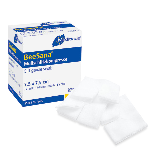 Meditrade® BeeSana® Mullschlitzkompressen steril 50 Stück