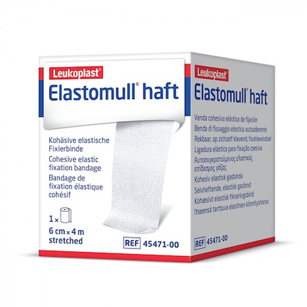 Leukoplast Elastomull® haft Fixierbinde auf der 20 Meter Rolle.
